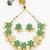 Gold plated green floral kundan necklace set with pearls
