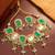 Gold plated green and white kundan statement necklace set