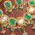 Gold plated green and white kundan statement necklace set