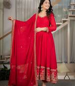 Rangoli crush silk embroidery party wear anarkali  suit set