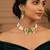 Gold plated multi strand pearl bead choker with green kundan pendant