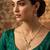 Gold plated double layered pearl chain necklace with floral pendant