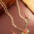 Gold plated double layered pearl chain necklace with floral pendant