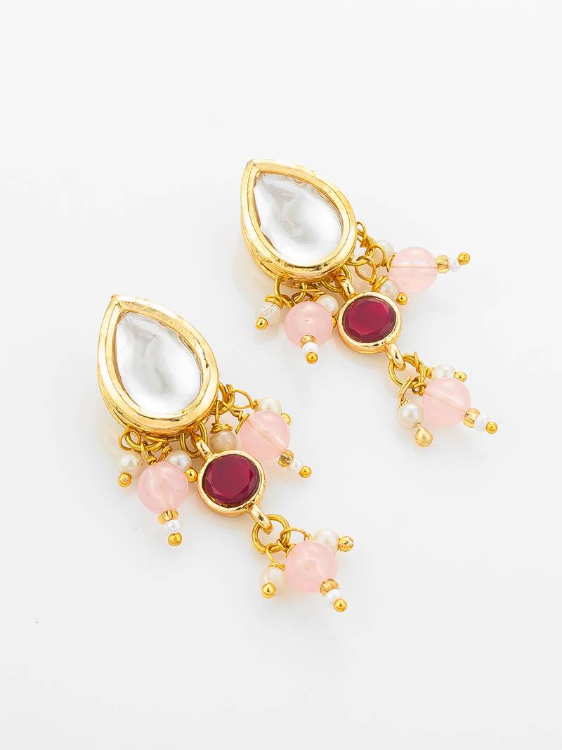 Bead gold plated kundan pendant necklace set