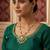 Gold plated kundan necklace set with green and pink stones and bead droplets