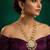 Gold plated kundan floral long necklace set with pearl drops
