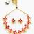 Gold plated pink floral kundan necklace set with pearl clusters