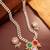 Gold plated multi-stone pearl string necklace set with pendant