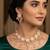 Gold plated pink hexagonal stone choker necklace set with earrings