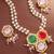 Gold plated multi-stone pearl string necklace set with pendant