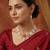 Gold plated multi-strand pearl necklace with red stone detail