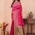 rani pink golden zari work banarasi traditional saree with contrast blouse