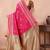 rani pink golden zari work banarasi traditional saree with contrast blouse