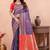 violet golden zari work banarasi traditional saree with contrast blouse