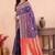 violet golden zari work banarasi traditional saree with contrast blouse