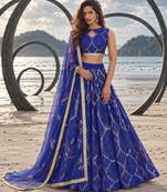 LAVENDER NET THREAD WITH ZARI AND SEQUIN WORK FESTIVE LEHENGA CHOLI