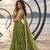 DARK LEAF GREEN NET THREAD WITH ZARI AND SEQUINCE WORK FESTIVE LEHENGA CHOLI SET FOR WOMEN'S