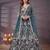 Shiny Blue Thread Work Net Sangeet Wear Lehenga Choli With Dupatta