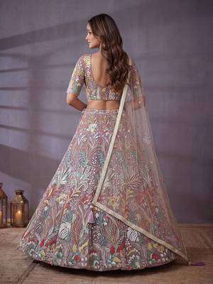 Fantastic Lavender Sequins Net Engagement Wear Lehenga Choli 4