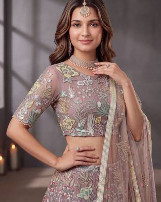 Fantastic Lavender Sequins Net Engagement Wear Lehenga Choli 5