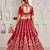 Red Designer Embroidery With Hand Work Silk Blend Semi Stitched Lehenga Set