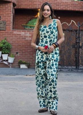 Printed cotton kurti with farshi salwar 1