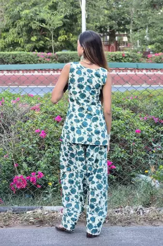 Printed cotton kurti with farshi salwar