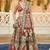 Brown Print Stones & Sequins Na Semi Stitched Lehenga Set