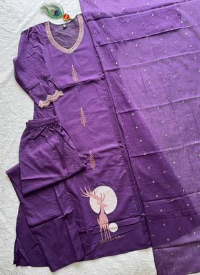 Purple pure cotton kurti pent dupatta 2