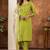 Parrot green marina silk kurti pant dupatta set