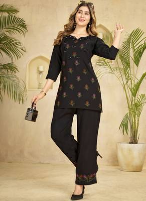 Black heavy rayon co-ords set 1