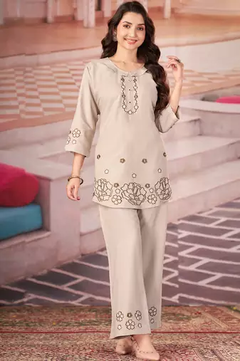 Cream heavy rayon co-ords set