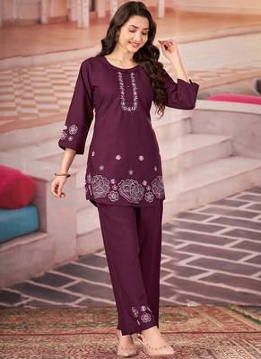 Wine heavy rayon co-ords set 1