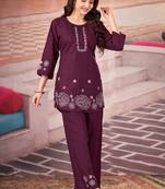 Wine heavy rayon co-ords set
