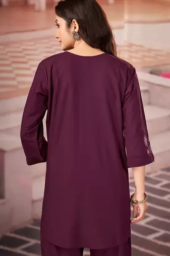 Wine heavy rayon co-ords set