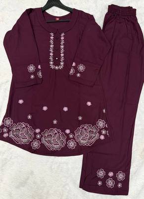 Wine heavy rayon co-ords set 4