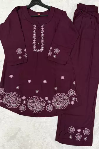 Wine heavy rayon co-ords set