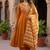 Dark orange pure mul chanderi kurti pant dupatta set