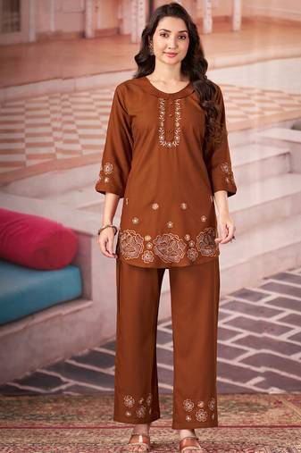 Coffee heavy rayon co-ords set