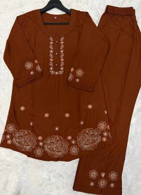 Coffee heavy rayon co-ords set 4