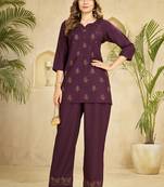 Wine heavy rayon co-ords set