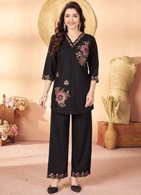 Black heavy rayon co-ords set 1