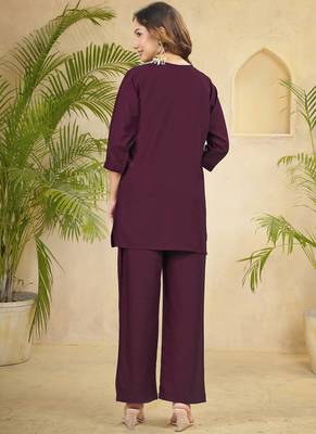 Wine heavy rayon co-ords set 2