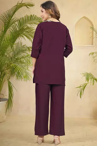Wine heavy rayon co-ords set
