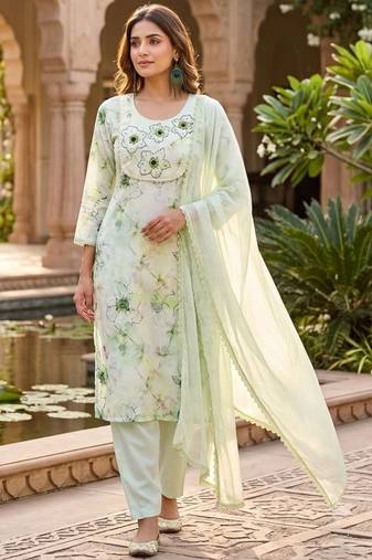 Pista pure linen cotton kurti pent dupatta
