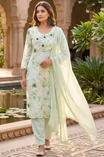 Pista pure linen cotton kurti pent dupatta