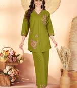 Mehendi heavy rayon co-ords set