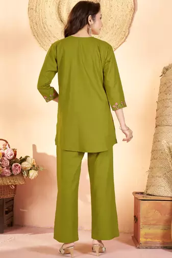 Mehendi heavy rayon co-ords set
