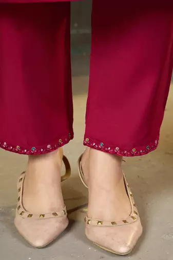 Pink marina silk kurti pent dupatta