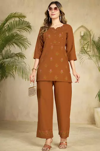Coffee heavy rayon co-ords set